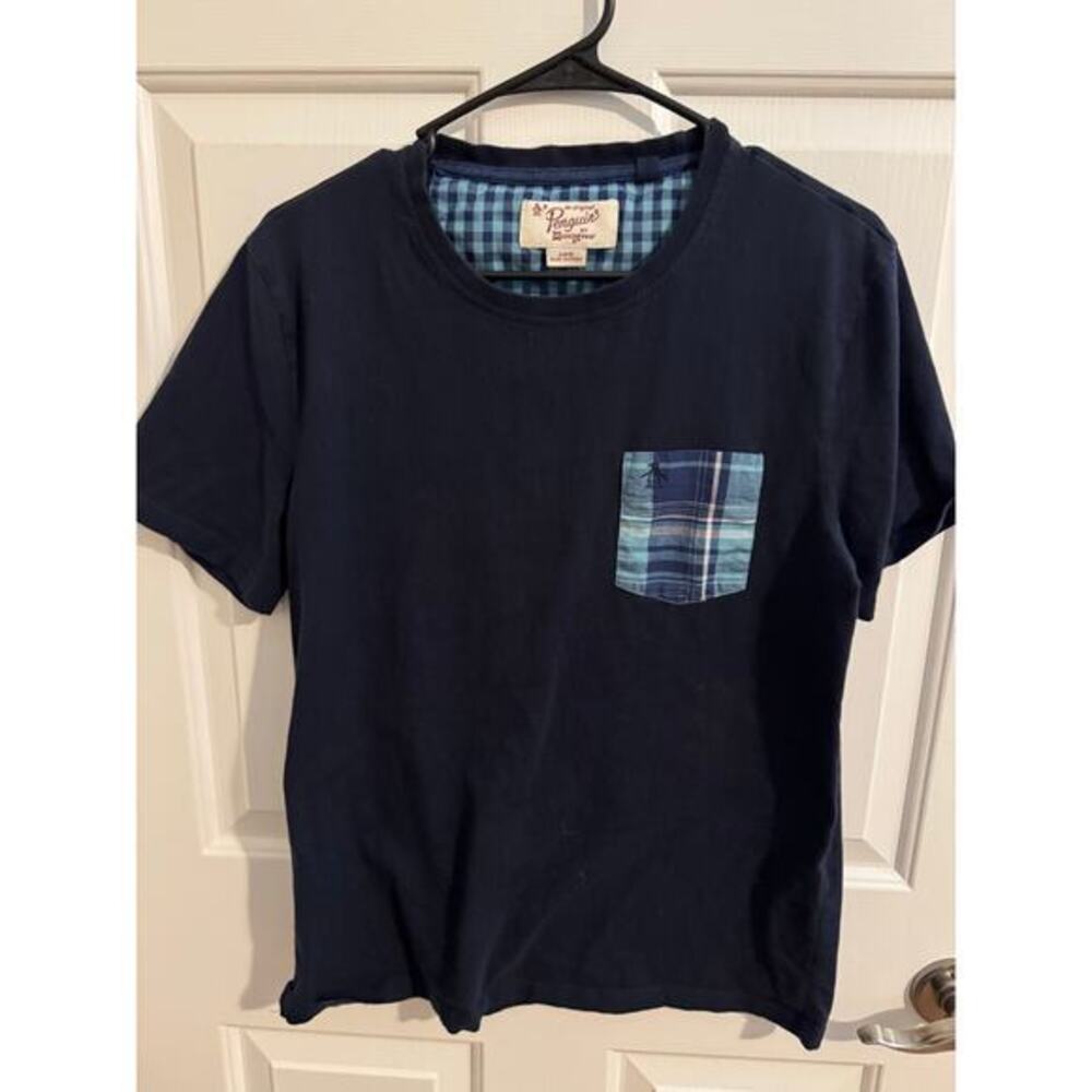 Original Penguin by Muningswear Mens 100% Cotton T-shirt Short Sleeve Blue L